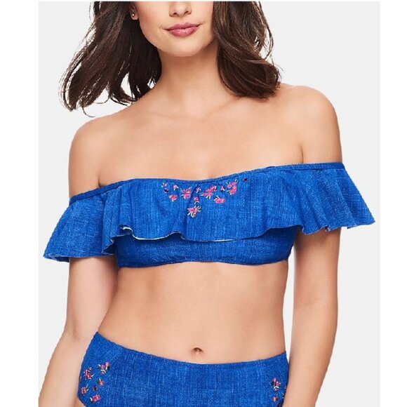 Vera Bradley Chambray Maliyah Ruffled Bikini Top - Picture 1 of 5